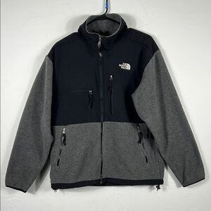 🔥🔥 THE NORTH FACE Men's Black and Gray Fleece Zip Jacket Men Size Medium - EUC